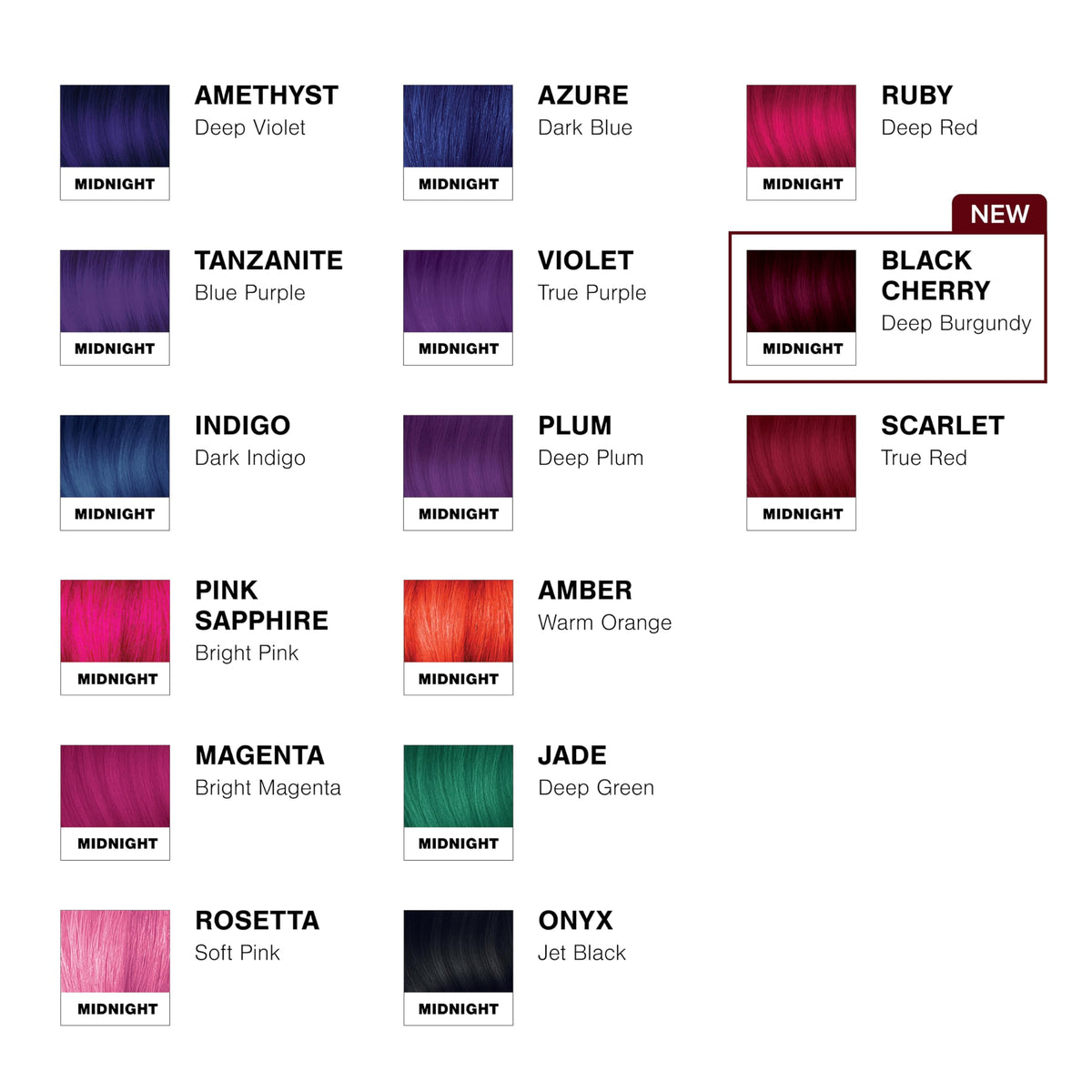 Splat Midnight Black Cherry Hair Dye kit with vibrant colour display