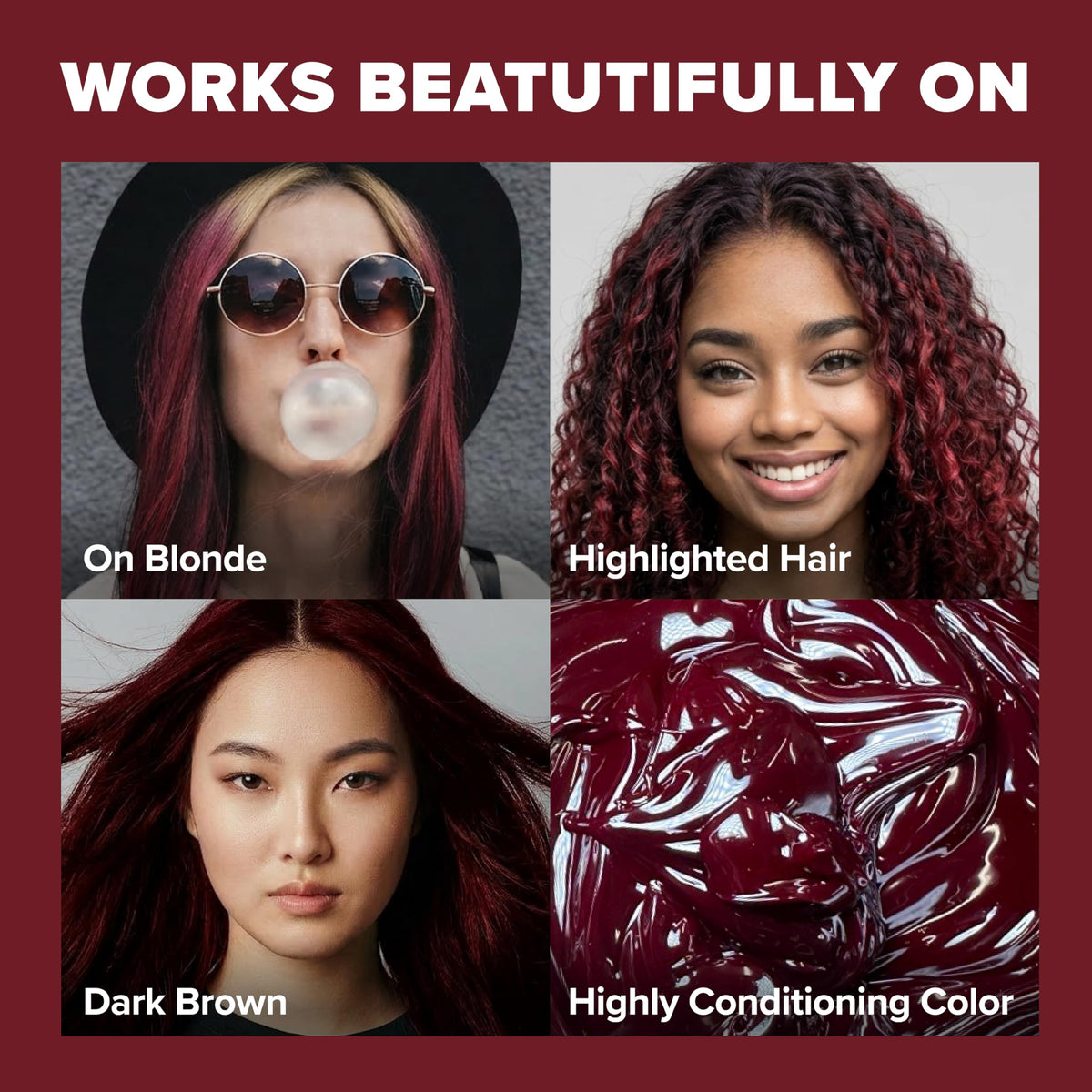 Splat Midnight Black Cherry Hair Dye results on brunette hair