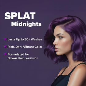 Splat Midnight Violet hair dye vibrant colour result