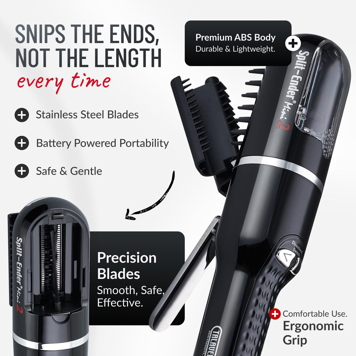Split-Ender Mini 2 cordless trimmer on a bathroom counter