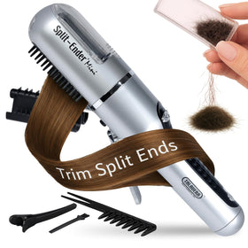 Split-Ender Mini cordless hair trimmer in silver with accessories