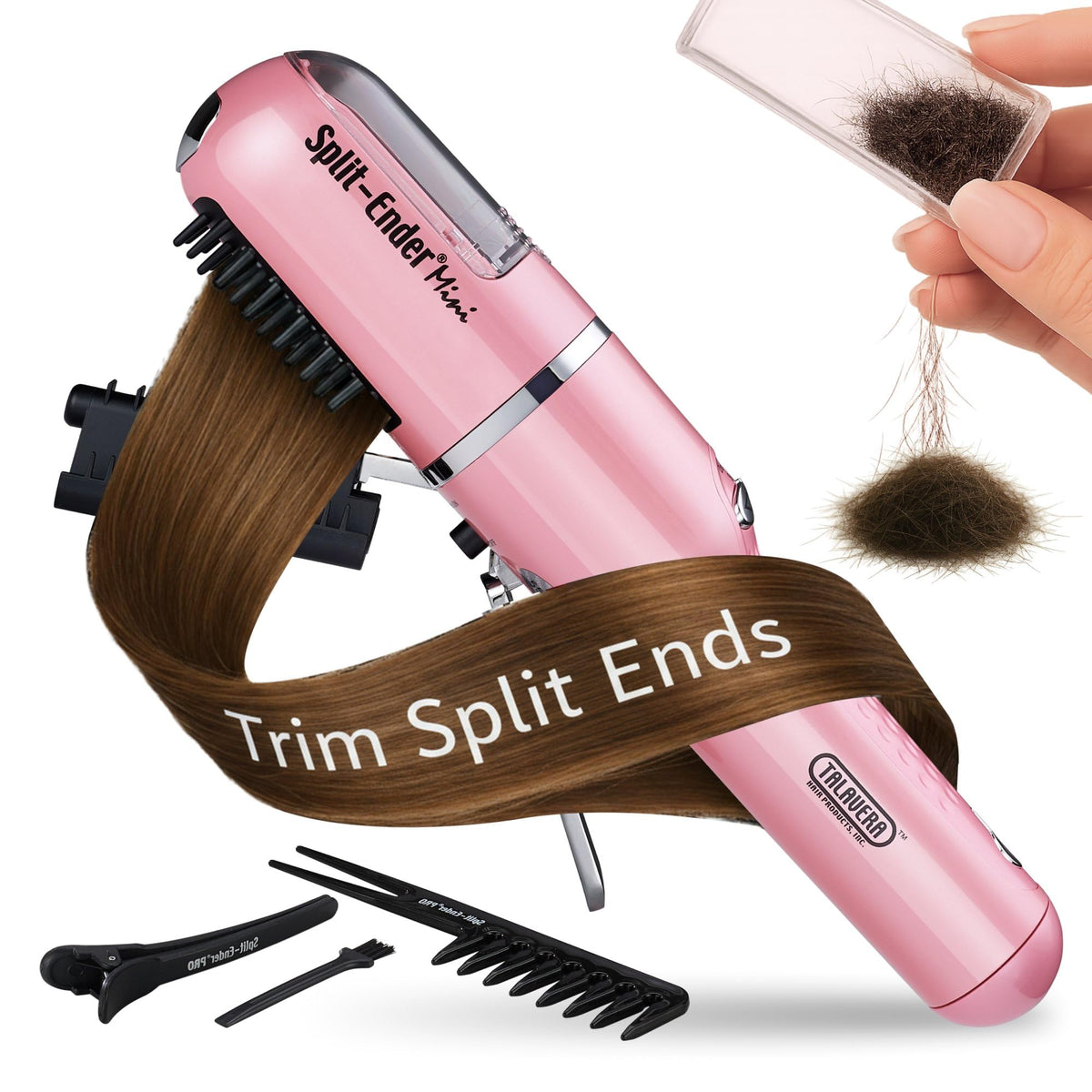 Split-Ender Mini cordless split end hair trimmer in light pink