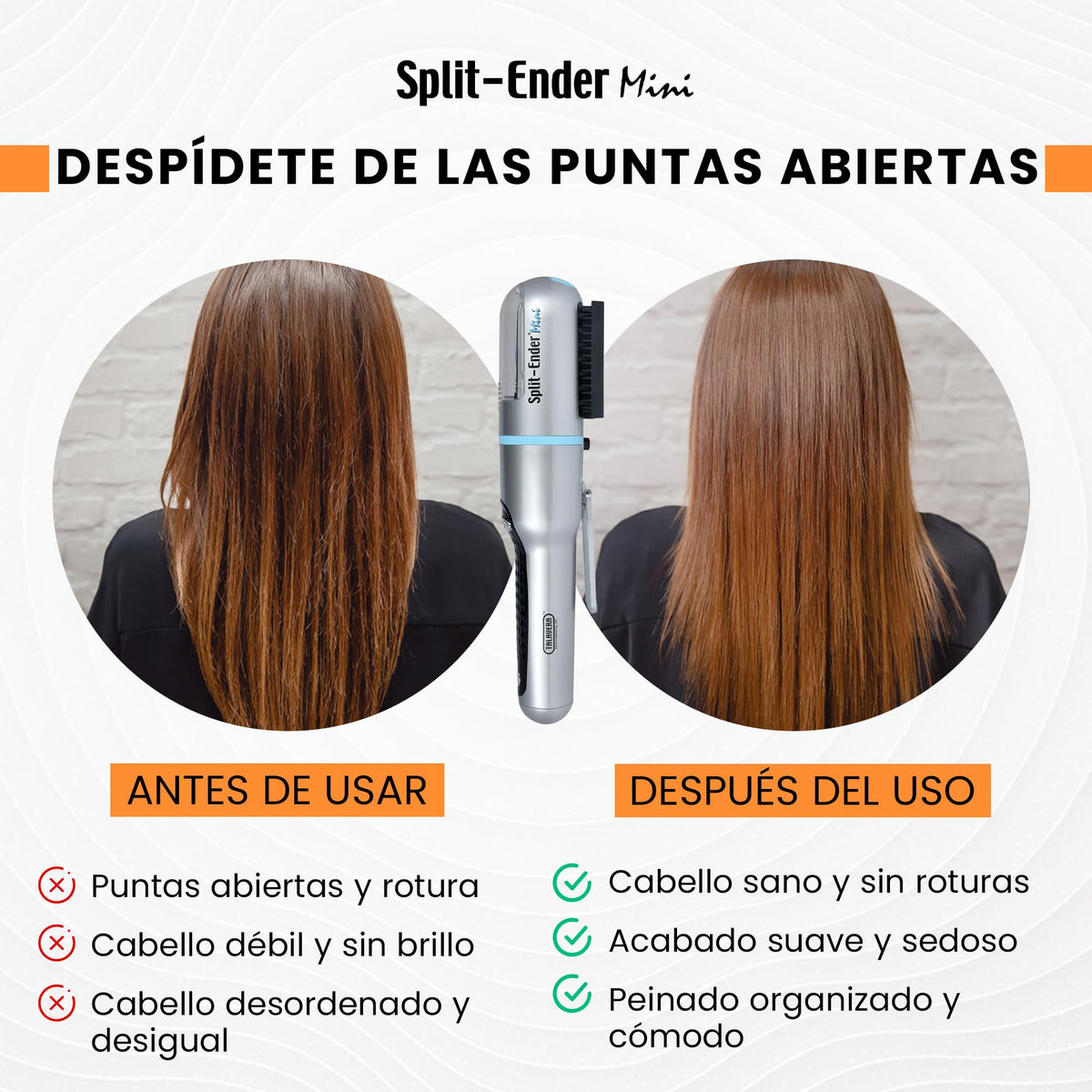 Split-Ender Mini cordless split end hair trimmer showing battery compartment