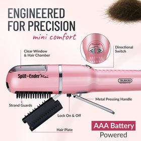 Split-Ender Mini hair trimmer with battery compartment