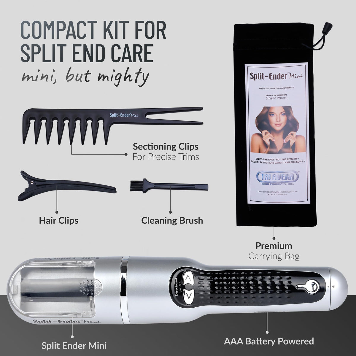 Split-Ender Mini trimmer being used on curly hair