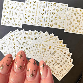SPLOCUDU 30 sheets gold nail art stickers featuring floral designs