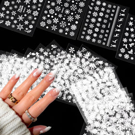 SPLOCUDU Christmas Nail Art Stickers featuring snowflakes and Santa designs