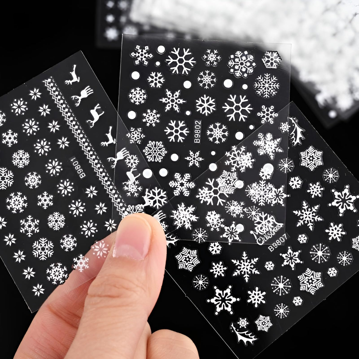 SPLOCUDU elk nail stickers displayed with festive background