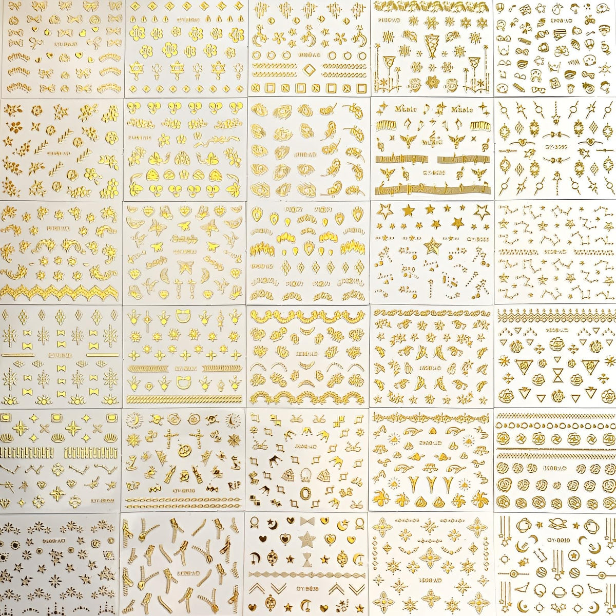 SPLOCUDU gold nail art stickers with a variety of patterns