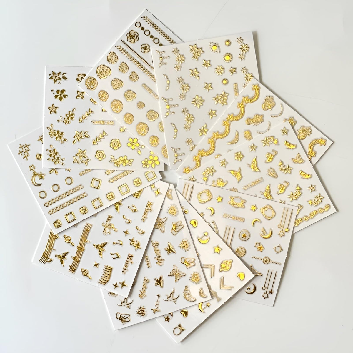 SPLOCUDU gold nail stickers with floral and lace designs