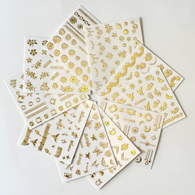 SPLOCUDU gold nail stickers with floral and lace designs