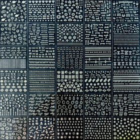 SPLOCUDU silver nail stickers arranged on a flat surface