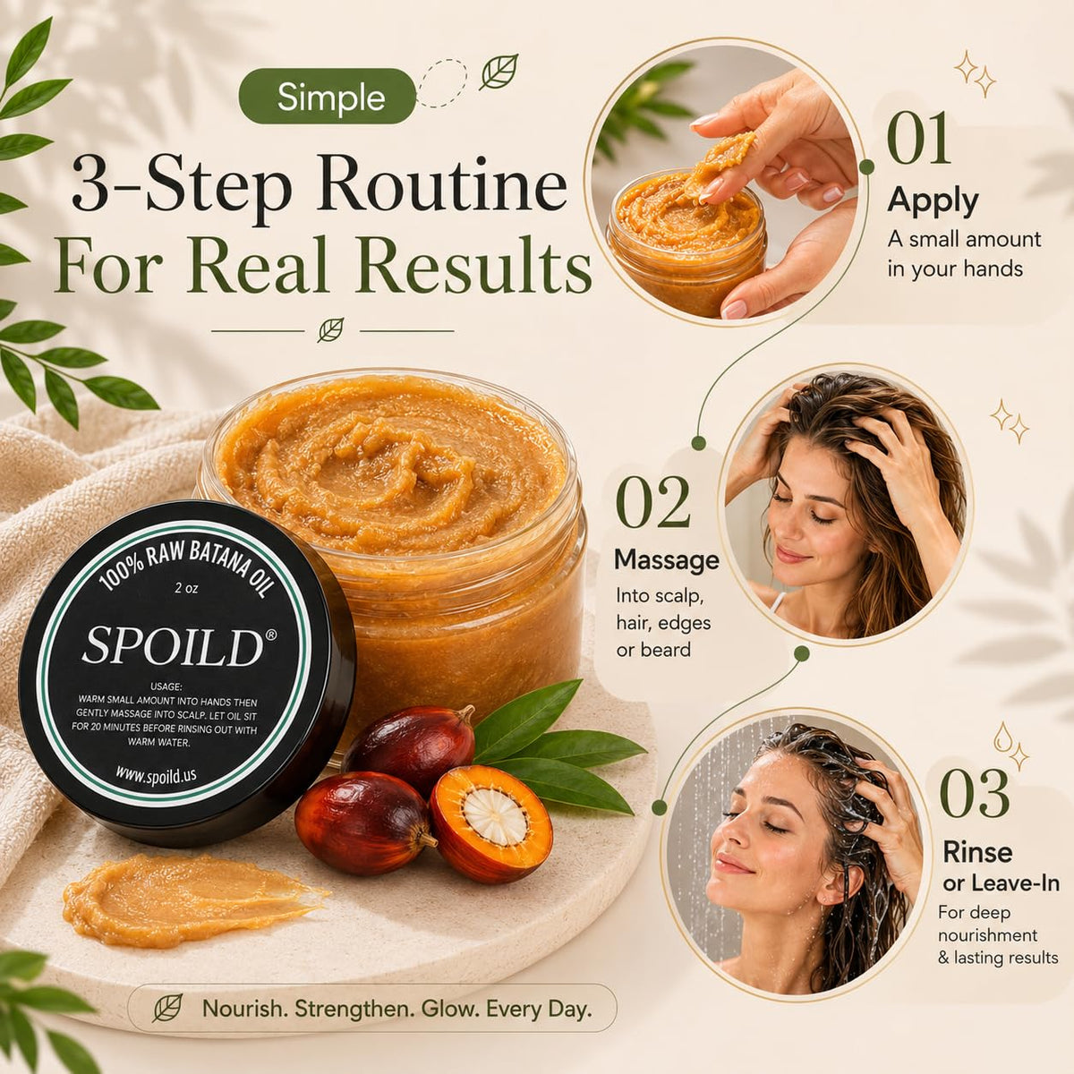 SPOILD Raw Batana Oil application on hair