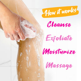 Spongeables Anti Cellulite Body Wash Sponge in a lifestyle setting