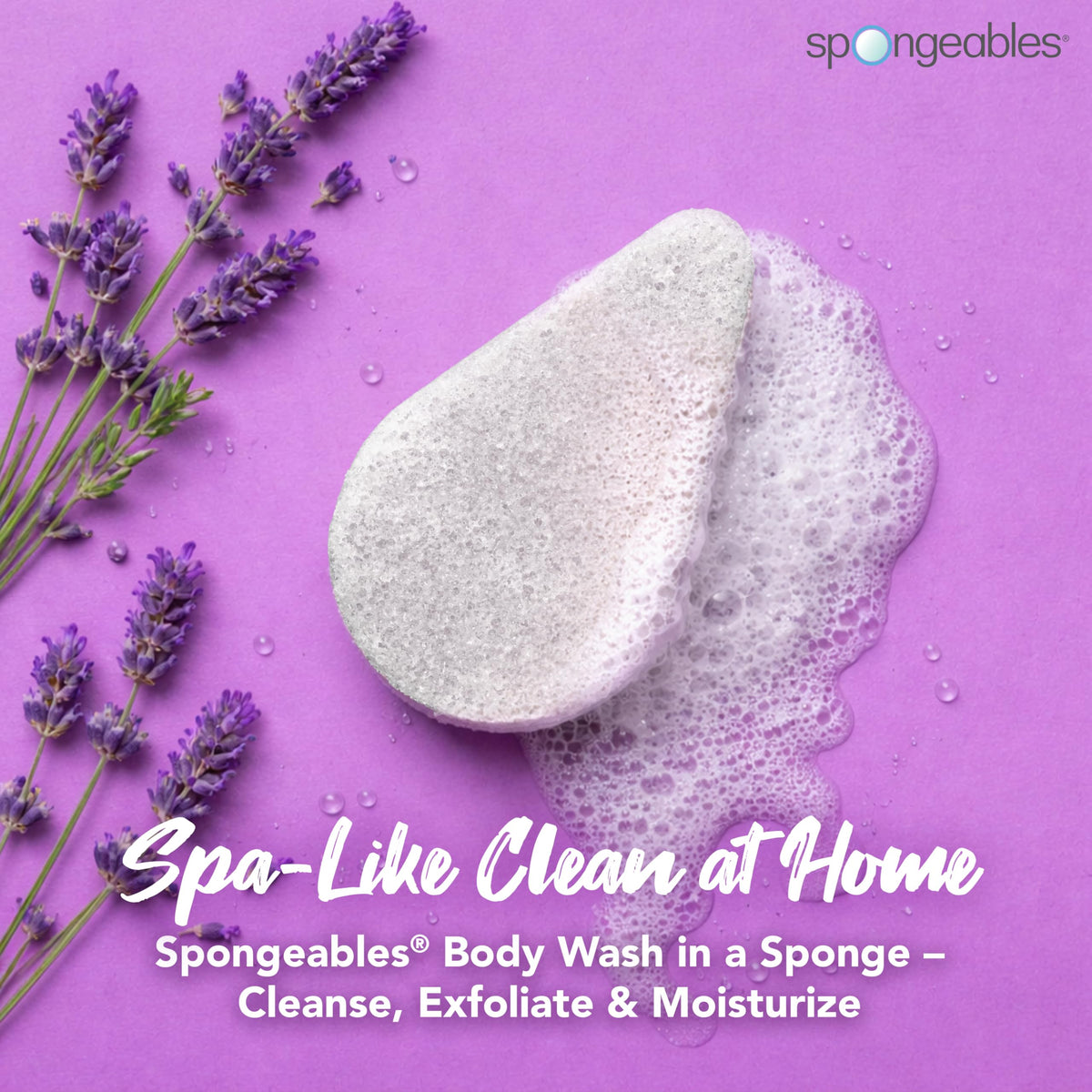 Spongeables Anti Cellulite Body Wash Sponge lavender back view