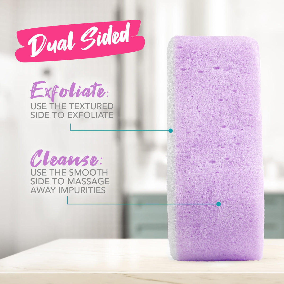 Spongeables Anti Cellulite Body Wash Sponge lavender with packaging