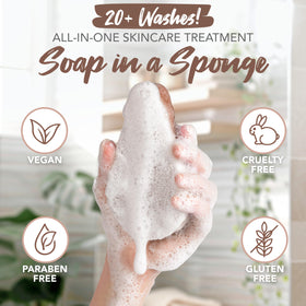 Spongeables Anti Cellulite Body Wash Sponge packaging with three sponges