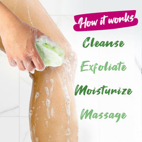 Spongeables Anti Cellulite Body Wash Sponge with olive oil and vitamin E ingredients