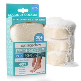 Spongeables Pedi Scrub Foot Exfoliating Sponge Coconut Colada front view