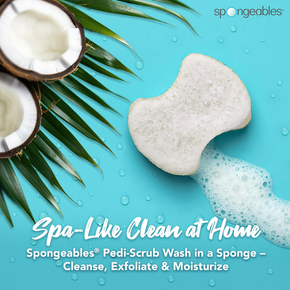 Spongeables Pedi Scrub Foot Exfoliating Sponge Coconut Colada side view