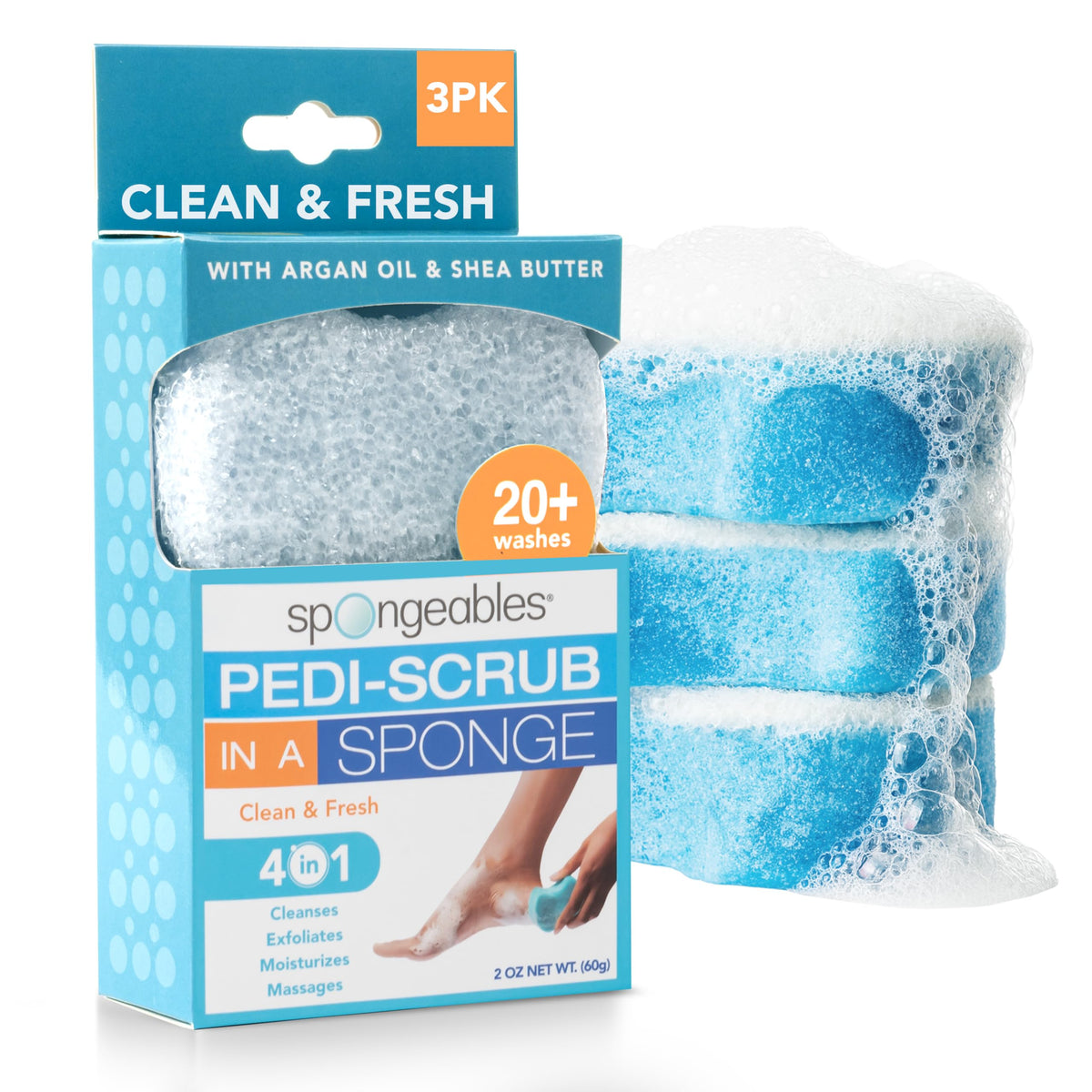 Spongeables Pedi Scrub Foot Exfoliating Sponge front view