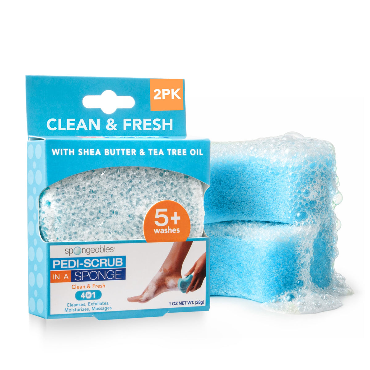 Spongeables Pedi Scrub Foot Exfoliating Sponge front view