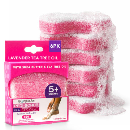 Spongeables Pedi Scrub Foot Exfoliating Sponge pack of 6 with lavender scent