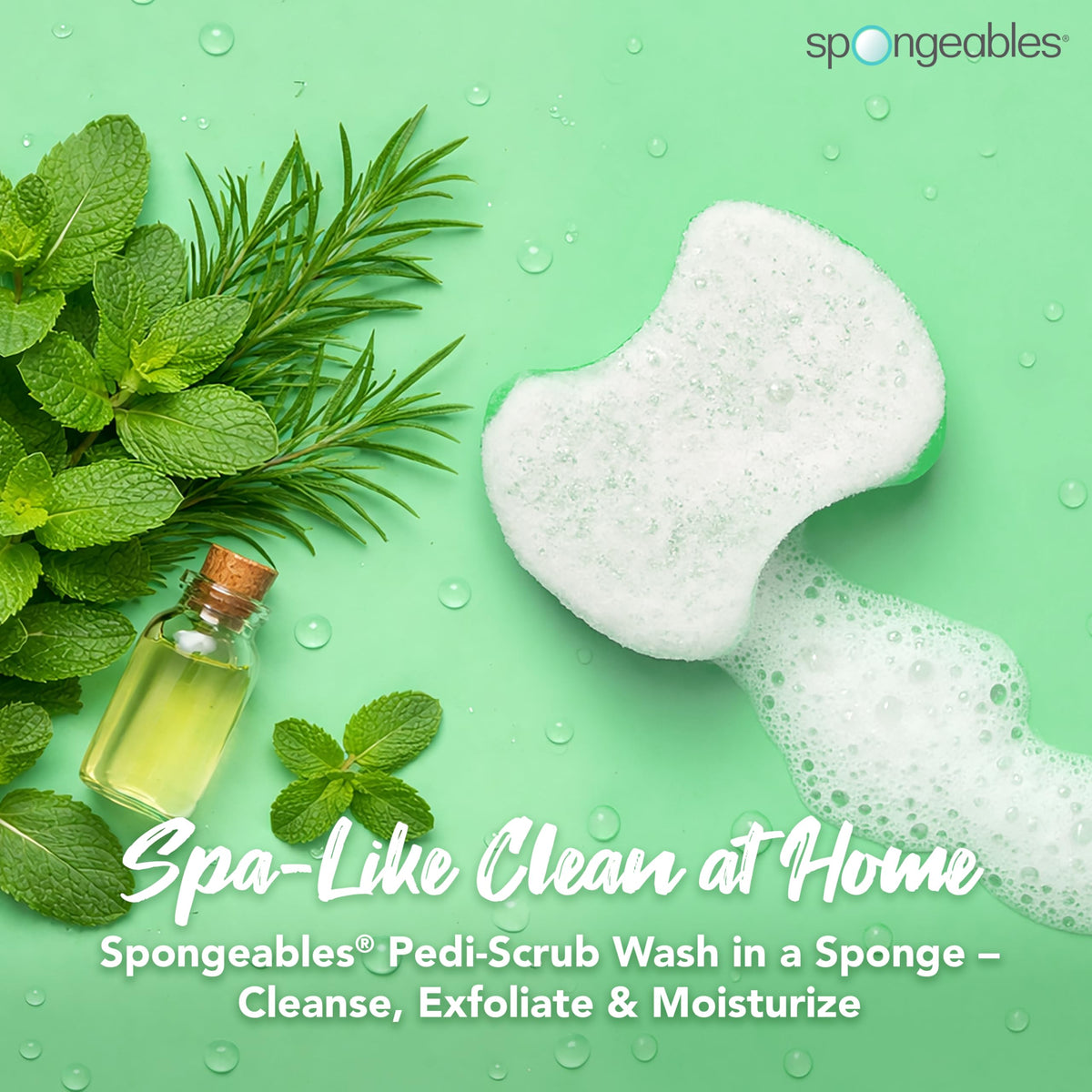 Spongeables Pedi Scrub Foot Exfoliating Sponge showing dual-textured sides