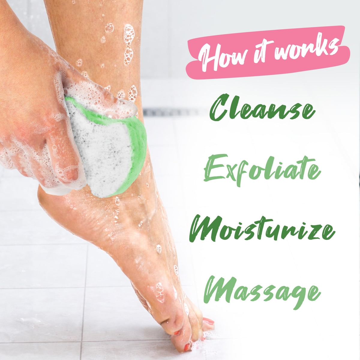 Spongeables Pedi Scrub Foot Exfoliating Sponge with water being added