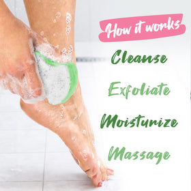 Spongeables Pedi Scrub Foot Exfoliating Sponge with water being added