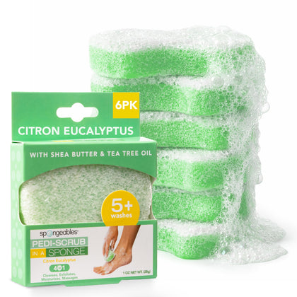 Spongeables Pedi Scrub Foot Exfoliating Wash Sponge in citron eucalyptus scent