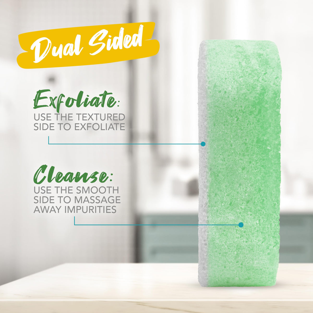 Spongeables Pedi Scrub sponge in a bathroom setting