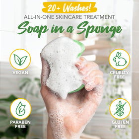 Spongeables Pedi Scrub sponge packaging with ingredients listed