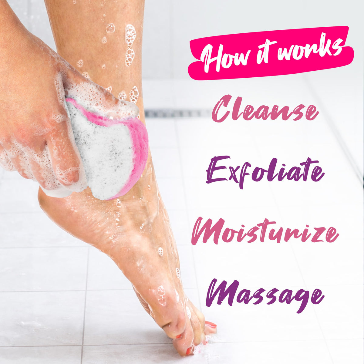 Spongeables Pedi Scrub with water releasing foamy cleanser