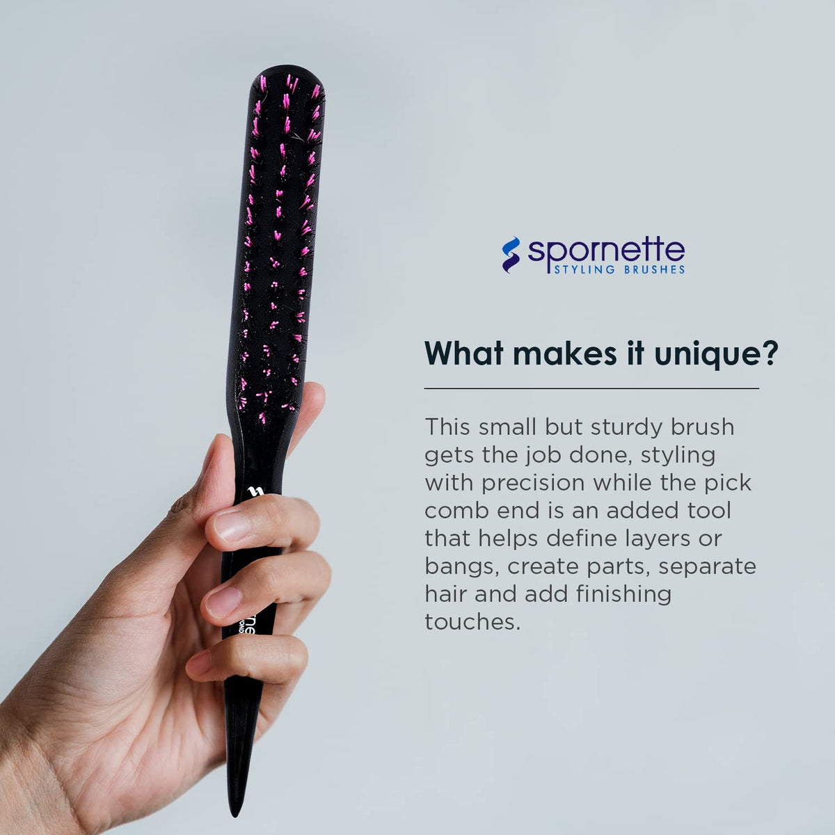 SPORNETTE Little Wonder Teasing Hair Brush in a travel pouch
