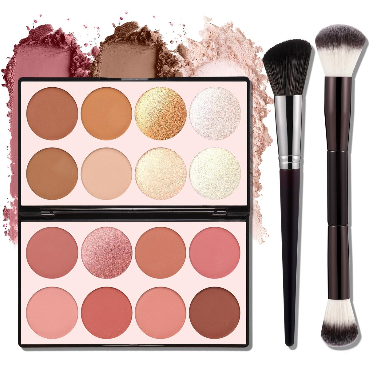 SPRINGSKY 16 Color Contour Palette front view with blush and bronzer shades