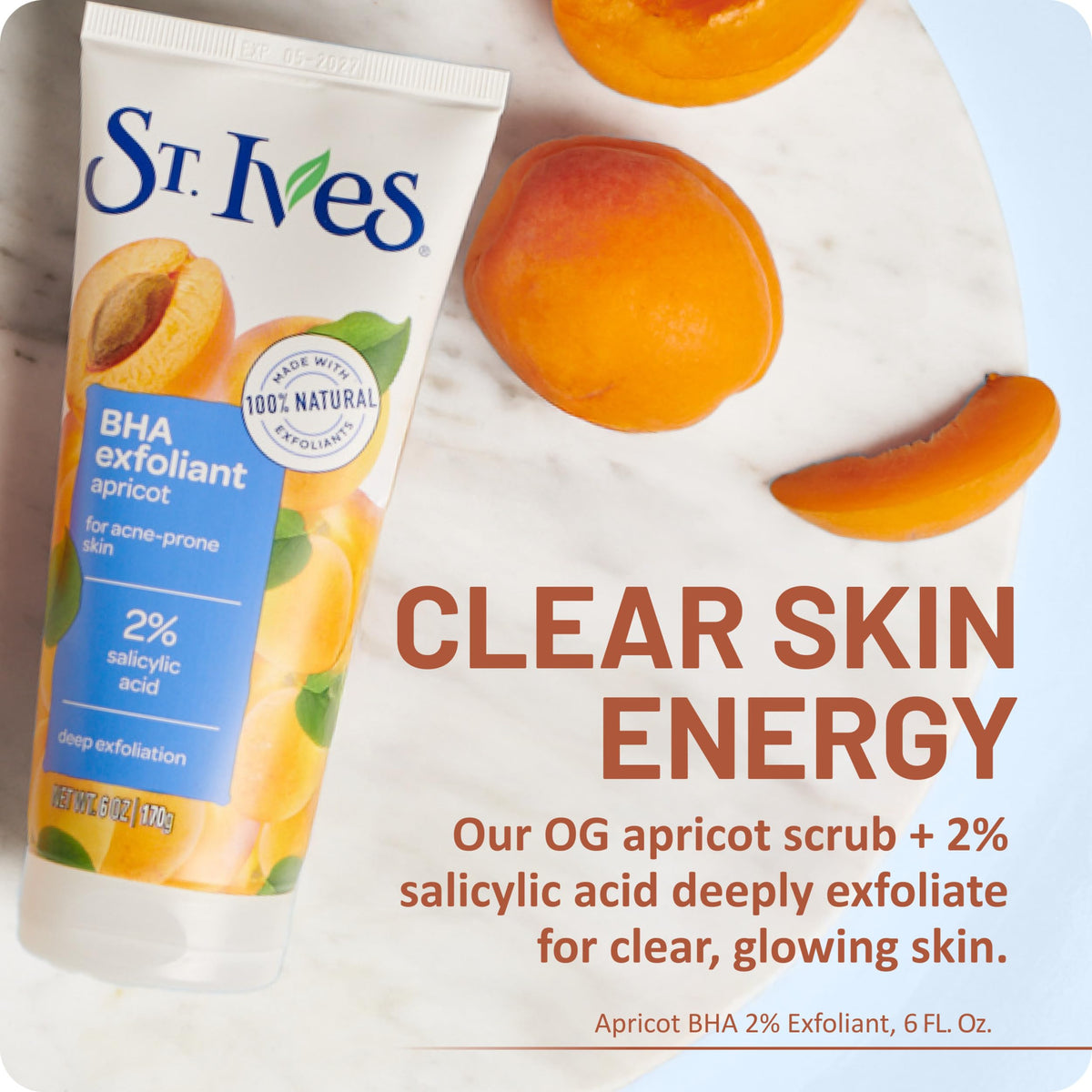 St. Ives Acne Control Apricot Face Scrub 6 oz tube back view