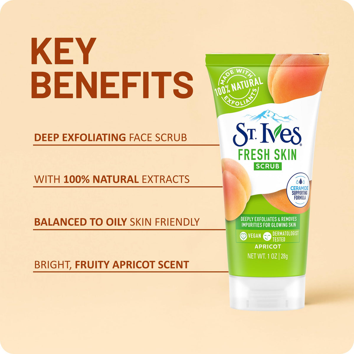 St. Ives Apricot Scrub mini tubes arranged neatly