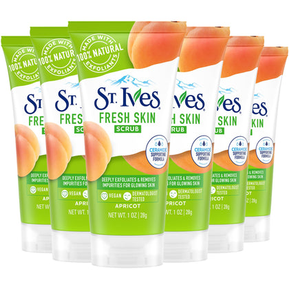 St. Ives Apricot Scrub travel-size 6-pack front view