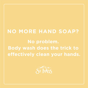 St. Ives Body Wash in recycled packaging on a bathroom shelf