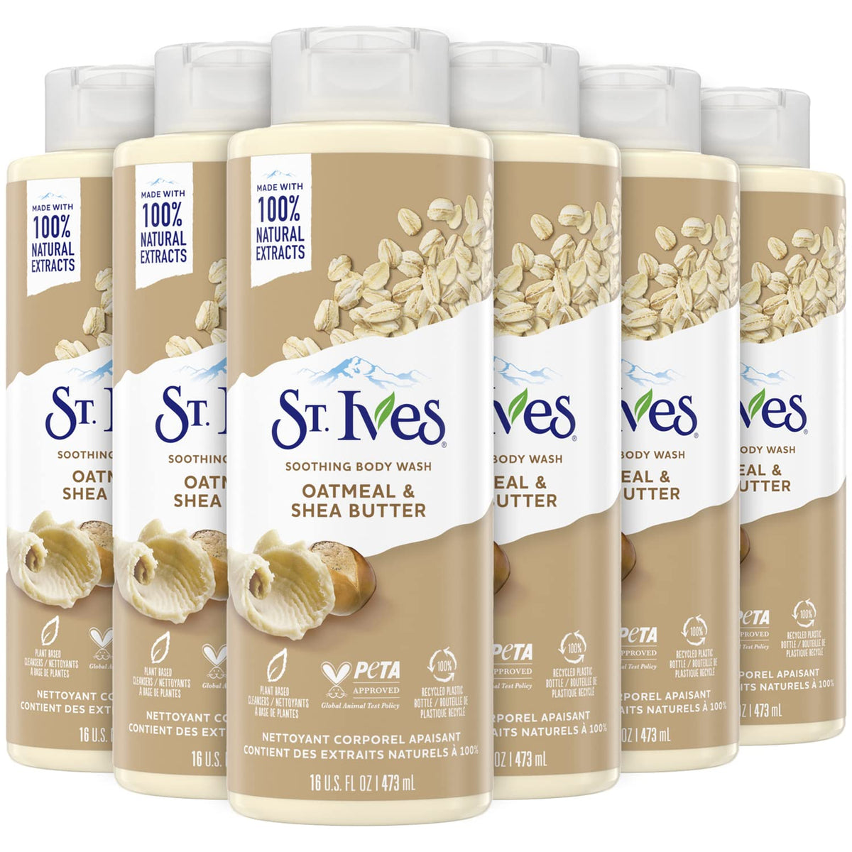 St. Ives Body Wash Soothing Oatmeal & Shea Butter 6-Pack front view