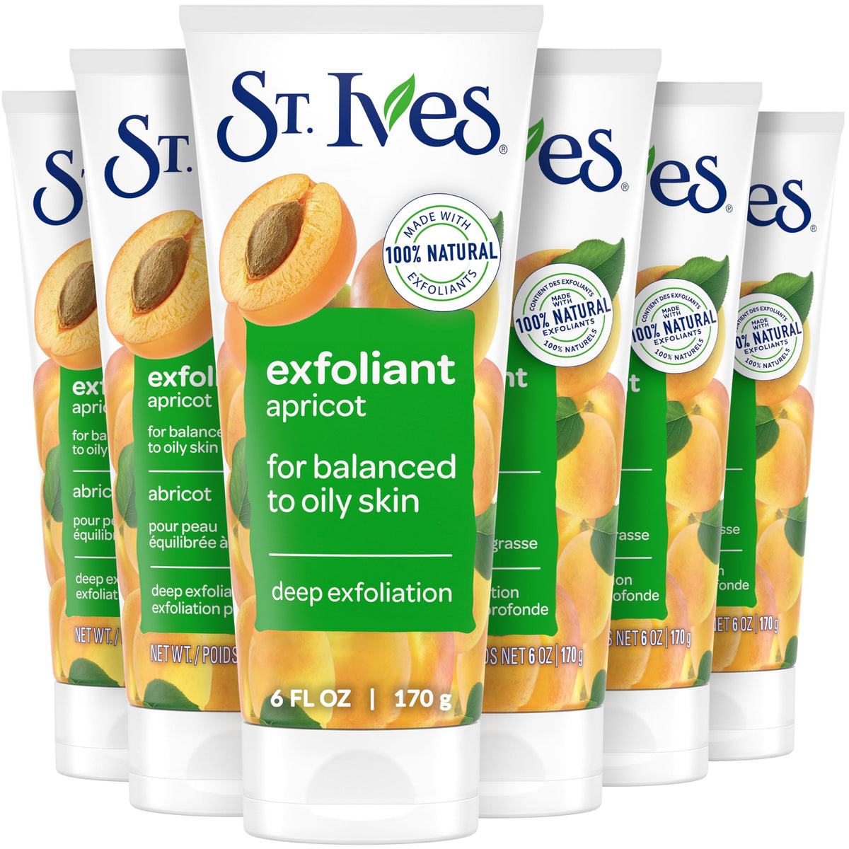 St. Ives Fresh Skin Apricot Face Scrub 6 Pack front view