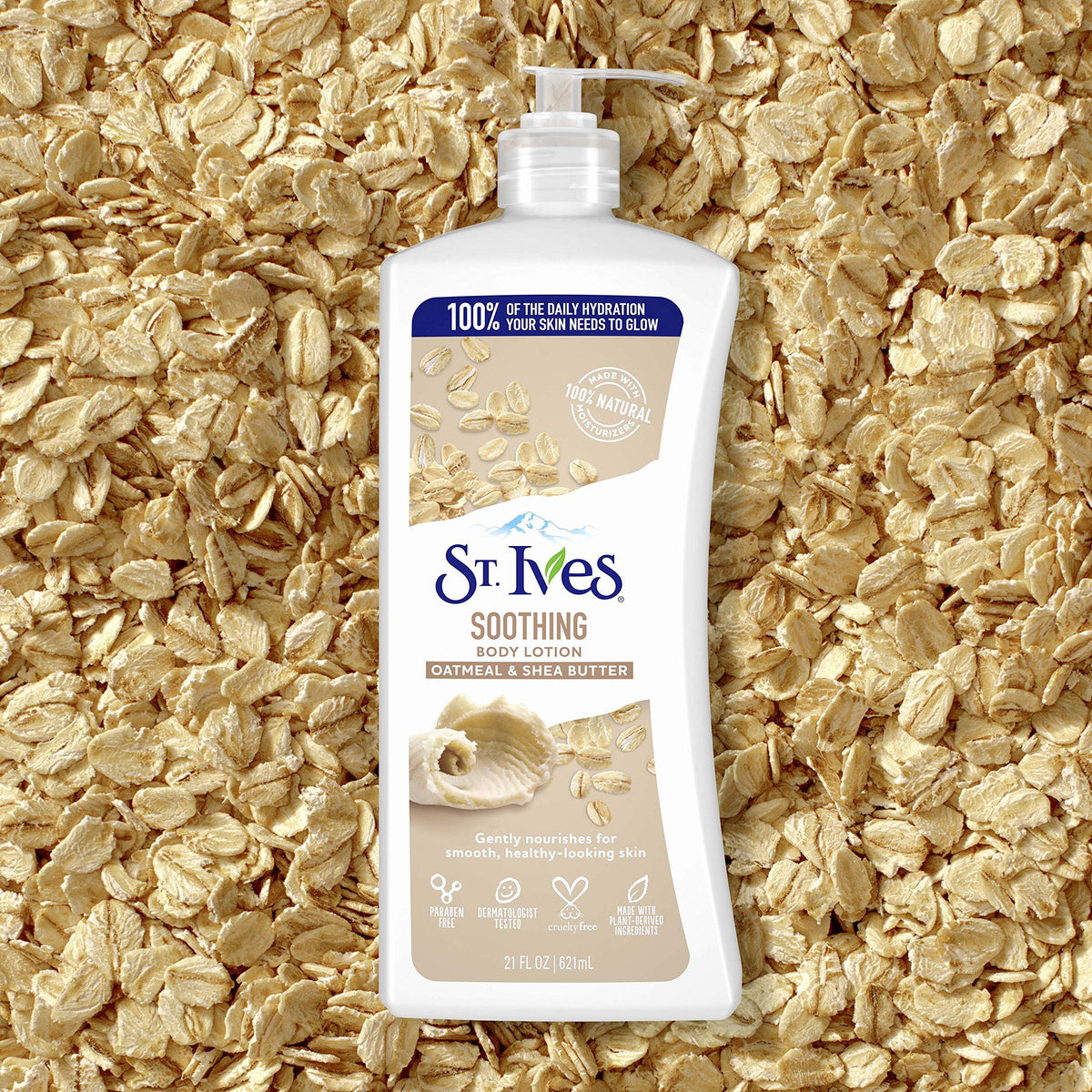St. Ives lotion on a bathroom counter