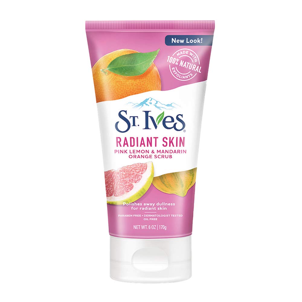 St. Ives Radiant Skin Face Scrub 200g front view with citrus design