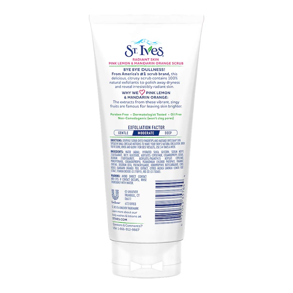St. Ives Radiant Skin Face Scrub packaging side view