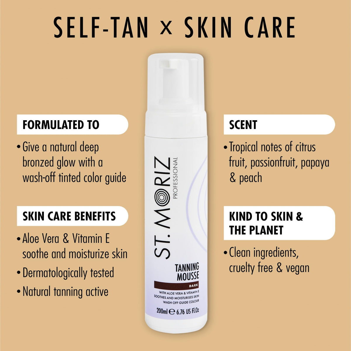ST. MORIZ Dark Self Tanner Mousse side view showing nozzle