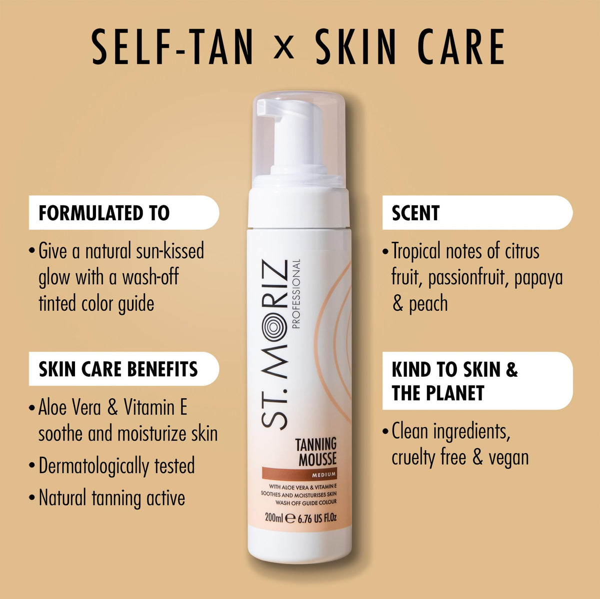 ST. MORIZ Professional Medium Self Tanner Mousse application on skin