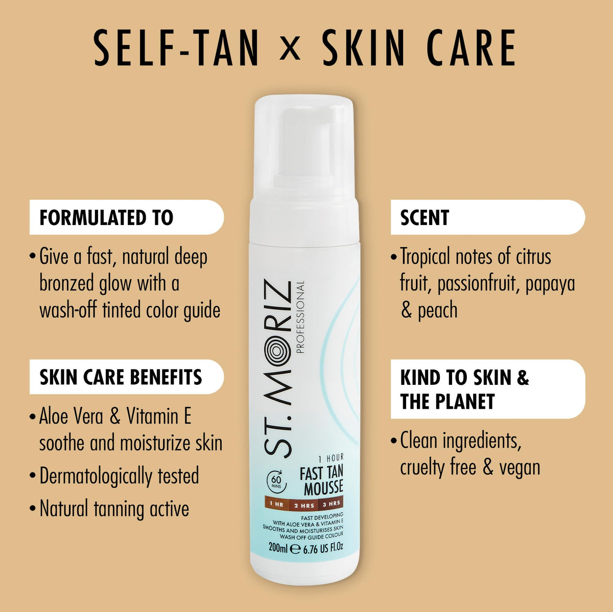 ST. MORIZ Self Tanner Mousse bottle with Aloe Vera