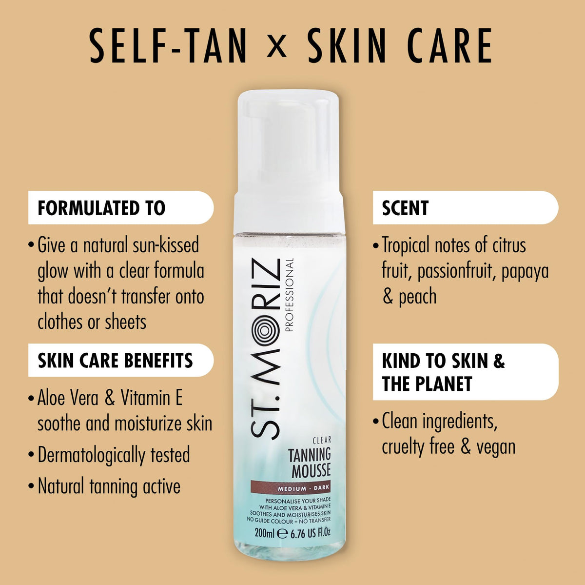 ST. MORIZ tanning mousse bottle side view