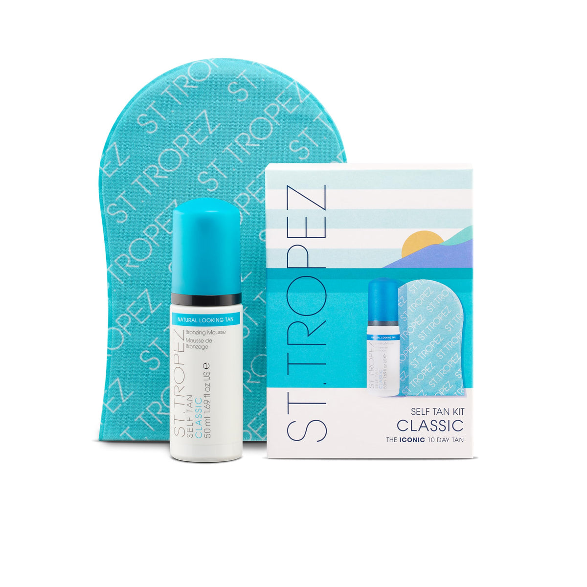 St.Tropez Self Tan Classic Mini Kit with bronzing mousse and mitt